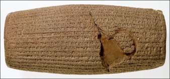 British Museum, London, UK: Cyrus Cylinder - the first charter of rights of nations
