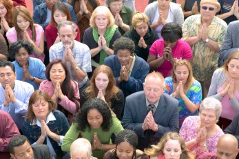 Elevated View of a Crowd of People Praying